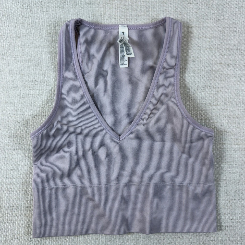Athleta Aurora V-Neck Ribbed Crop Tank Purple Small 1677